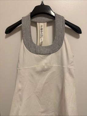 lululemon athletica White Tank with Gray Ribbed Neckline